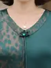 Nuevo vestido corto de manga corta estilo chino para mujeres de mediana edad y mayores, vestido fresco y adelgazante, vestido de moda para madres de talla grande, vestido de satén de seda