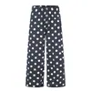 Pantalones de chándal rectos holgados para hombre, con estampado de lunares en color de contraste y dobladillo deshilachado, marca de moda urbana, pantalones largos casuales de pierna ancha con lunares, cintura elástica deportiva