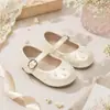 Zapatos Mary Jane para Niñas con Decoración de Perlas y Conejo, Zapatos de Fiesta y Actuación para Niña de las Flores, Lindos Zapatos Planos de Princesa