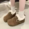 Zapatos Birkenstock para Mujer Invierno 2025, Forrados de Felpa, Cobertura Total, con Hebilla Metálica, Zapatos de Algodón Peludos, Gamuza Vintage, Cálidos para Uso en Exteriores