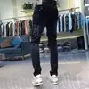 Jeans Masculino Skinny Tendência Marca de Alta Qualidade PU Comércio Exterior Transfronteiriço Retro Manchas de Tinta Slim-Fit Patchwork Bordado Rasgado