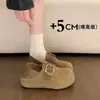 Sapatos Birkenstock femininos com sola grossa, salto oculto, totalmente fechados, novos para outono e inverno de 2026, mocassins de calçar, forrados com pelúcia, sapatos quentes de uso único