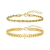 Pulseira Cuban Twist de Aço Inoxidável com 26 Letras para Comércio Exterior Transfronteiriço, Joia Fashion e Ajustável