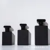 Direto da fábrica garrafa retangular preta para perfume garrafa transparente tampa de rosca quadrada plana garrafa vazia para perfume