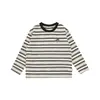 Camiseta Listrada Infantil Wulibuyi Primavera e Outono Macia Respirável Versátil Infantil Gola Canelada Color Block Top Casual Tendência