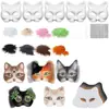 Kit de Máscara Facial de Gato DIY Transfronteiriço Inclui Máscara de Gato em Branco, Tecido de Pelúcia Sintética, Pincel, Folha de Malha Plástica