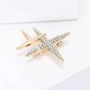 Nuevo broche de aleación exquisita con doble cruz y estrella de diamantes de imitación, diseño de alta gama, para mujer, para traje, abrigo, ramillete, alfiler de joyería