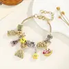 Pulsera geométrica linda de dibujos animados para mujer estilo europeo y americano, joyería de Yiwu, accesorio de mano electrochapado, joyería fresca y dulce