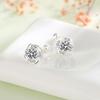 Aretes de tuerca cuadrados de piedra blanca de alta calidad con hilo, moda para mujer, elegantes, estilo europeo y americano, simples, combinan con todo, joyería para la oreja al por mayor
