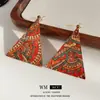 Brincos de Gancho de Couro Estampado Geométrico Estilo Étnico Vintage, Brincos Modernos e Versáteis, Design de Brinco Único e Exagerado com Apelo de Nicho