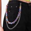 Cadena de cintura acrílica de color geométrico punk transfronterizo europeo y americano, cadena de metal negra, cadena de pantalones de hip hop de moda multicapa