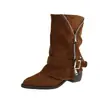 Botines de moda para mujer con tacón grueso, estilo europeo y americano nuevo, geniales y elegantes, con hebilla de cinturón y cremallera, botines cortos de moda 2026
