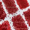 Relleno de Plata Rojo M37 Fila Juego Completo de Cuentas de Arroz, Cuentas Tubulares, Cuentas de Esquina, Cuentas Sueltas, Joyería Hecha a Mano para Bricolaje, Accesorios para Ropa Cosidos a Mano
