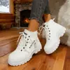 Zapatos de algodón de caña alta, nuevo estilo de invierno, forrados de felpa y engrosados, botas estilo Martin, cálidos, impermeables, a prueba de nieve y antideslizantes, modelo versátil más vendido transfronterizo 2026