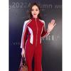 Traje deportivo informal europeo para mujer, primavera y otoño 2025, nueva moda, chaqueta tipo cárdigan con cuello occidental, dos piezas ajustadas
