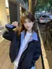 Jaqueta Patchwork Color Block Falsa Duas Peças Feminina Estilo Novo Primavera Cedo 2025 Retrô Americano Solta Cardigan Jaqueta Lapela de Casal