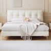 Oso de Invierno Capa Superior Piel de Vaca Cama Puff Estilo Crema Cama Grande Sencilla Lujo Ligero Cama de Cuero Nórdica Moderna Doble Cama Matrimonial
