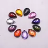 Vermelho Granada Forma de Gota com Fundo Plano Pedra Preciosa Lisa Pedra Solta Anel com Fundo Plano Forma de Pera Pingente Brincos Inlay DIY Acessórios