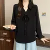 Colección Otoño 2026: Camisa de Manga Larga para Mujer Tallas Grandes con Corbata de Moño, Top Interior Estilo Francés para el Trabajo