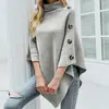 Capa tipo chal tejido de punto estilo europeo y americano, color liso, cuello alto, otoño/invierno 2025, elegante prenda exterior para commute, manga de tres cuartos