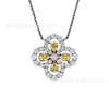 Collar Hw Trébol de Cuatro Hojas Chapado en Oro Blanco de 18 Quilates Collar con Bucle de Diamante Trébol de Cuatro Hojas Gota de Agua en Cadena para Clavícula de Mujer Nicho