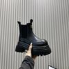 Modelo Popular Recomendado 2025 Versátil Aumenta Altura Emagrecedor Botas Chelsea de Couro Genuíno Sapatos com Plataforma Respiráveis