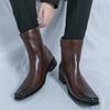 Botas Casuais de Cano Alto Estilo Britânico Tendência Masculina Versão Coreana Botas de Couro para Jovens Venda por Atacado em Tamanhos Grandes para Comércio Exterior