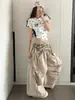 Calças Cargo Parachute em Camadas Estilo Americano para Mulheres, Calças Esportivas Finas de Secagem Rápida para o Verão, Calças Largas de Dança Jazz, Comprimento no Chão