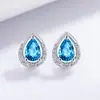 Estilo Coreano Estilo Ins Diseño de Moda Lujo Accesible Elegante Elegante Set de Cadena para Clavícula Zafiro Azul Diseño de Gota de Agua Accesorios