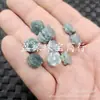 Agua Azul Perforado Flor Jade Cuentas Sueltas Doble Cara Tallado Azul Aceite y Blanco Pulsera Collar Cuentas de Buda Accesorios de Joyería Cuentas