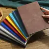 Cuaderno de piel de oveja A5, bloc de notas grueso, cuaderno con cubierta de cuero para negocios, diario de oficina simple con logotipo