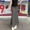 Novo saia sereia justa estilo coreano de outono com fenda, saia bodycon sexy de cintura alta, saia midi plissada para mulheres