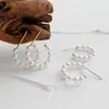 Pendientes YH428 de Plata de Ley S925 Coreana INS Pendientes de Aro Geométricos Simples con Cuentas Pendientes Elegantes de Nicho Versátiles