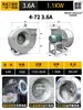 Ventilador Centrífugo Tipo 4-72A Aço Inoxidável Ventilador de Exaustão Industrial Exaustão de Fumaça Remoção de Pó Ventilador Anticorrosivo Grande Volume de Ar 3Kw
