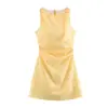 Vestido Curto U Estilo Europeu e Americano Transfronteiriço 2026 Nova Moda Elegante Amazon Atacado Roupas Femininas Xadrez Franzido Ultra-Curto