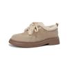 Weiwei Girl 688-2 Zapatos de Algodón con Suela Gruesa para Mujer Tacones Gruesos Retro Invierno Forrados de Polar Cálidos Zapatos Mao Mao con Cordones Zapatos Pequeños de Cuero