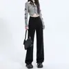 Jeans Reta de Cintura Alta Estilo Relaxado para Mulheres, Nova Versão Coreana Primavera e Outono, Jeans de Perna Larga Elegante e que Emagrece, Comprimento no Chão
