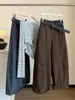 Pantalones de pierna ancha de algodón lavado vintage estilo coreano para mujer, nueva moda otoño 2026 versátiles casuales de corte cropped harén modernos