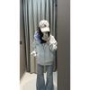 Sudadera con capucha y cremallera de retazos a cuadros estilo retro americano para mujer, Nuevo estilo Otoño 2025, Cárdigan holgado