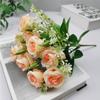 Rosa artificial flor de casamento flor artificial 10 rosas rosa casa de exibição de flores arranjo de flores de parede flor artificial flor de seda