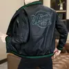 Jaqueta de Couro com Gola Baseball Nova para Primavera e Outono Masculina 2025 Marca Tendência Casual Bonita Mais Fácil de Combinar Jaqueta Curta de Motociclista Masculina
