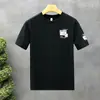 Camiseta masculina de manga curta de seda gelada de alta qualidade 2025 verão da moda, estampada, meia manga, casual, para jovens, justa, top