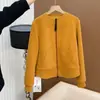 Moletom Cardigan Outono Espesso com Forro de Lã Gola Alta Moda Slim Fit Corte Tridimensional Versátil Casual Manga Longa