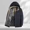 Jaqueta Masculina de Inverno Transfronteiriça Nova, Média, com Touca Removível, Quente, à Prova de Frio, Solta, Confortável, Acolchoada de Algodão