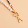 Nuevos accesorios europeos y americanos, collar tejido a mano con hilo de pescar de perlas de imitación de arroz bohemias, cadena de serpiente para mujer, estilo ins
