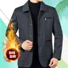 Chaqueta Estilo Nuevo 2022 para Hombre Otoño e Invierno Chaqueta Casual de Solapa para Adultos Mayores Color Sólido Botón de Papá Abrigo para Hombre