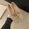 Primer encuentro: Nuevos zapatos planos de estilo chino, estilo nacional, con lazo, punta fina, tacón bajo, elegantes, punta cuadrada, tacón de cuña, de gamuza