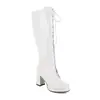 Nuevas Botas Altas de Mujer para Otoño e Invierno, Piel Charol de Punta Redonda, Tacón Grueso, Tacón Súper Alto, Cierre de Cordones Delantero, Botas Altas de Mujer, Botas Largas por Encima de la Rodilla