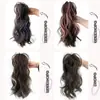 Pelucas de Cola de Caballo Alta con Mechas y Tintes, Textura de Onda de Agua, Cabello Rizado Semiatado en Cascada, Diseño Alto Semiatado de Xuchang, Mechas Marrón-Negro