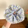 Anel de cabelo de intestino grosso floral estilo coreano novo de mola tecido de renda renda corda de cabelo de rabo de cavalo floral estilo pastoral